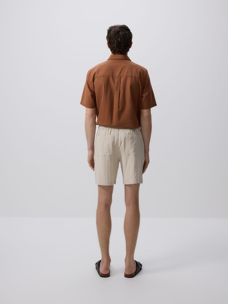 Regular linen blend shorts - beige - RESERVED - 5