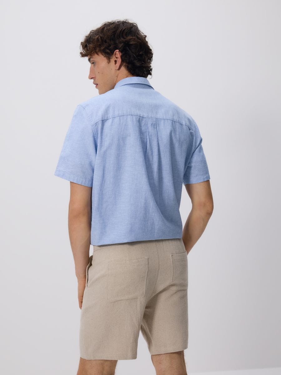 Regular linen blend shorts - beige - RESERVED - 3
