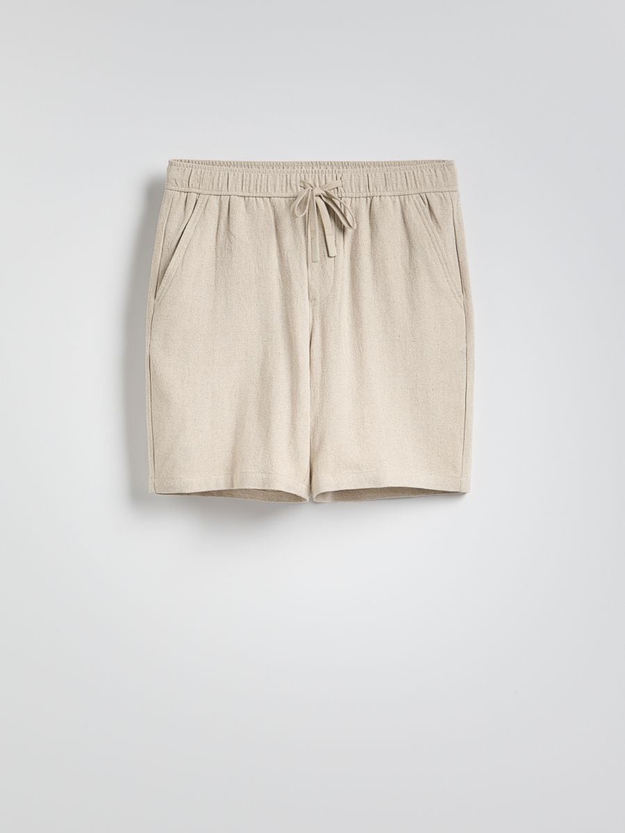 Regular linen blend shorts - beige - RESERVED - 5