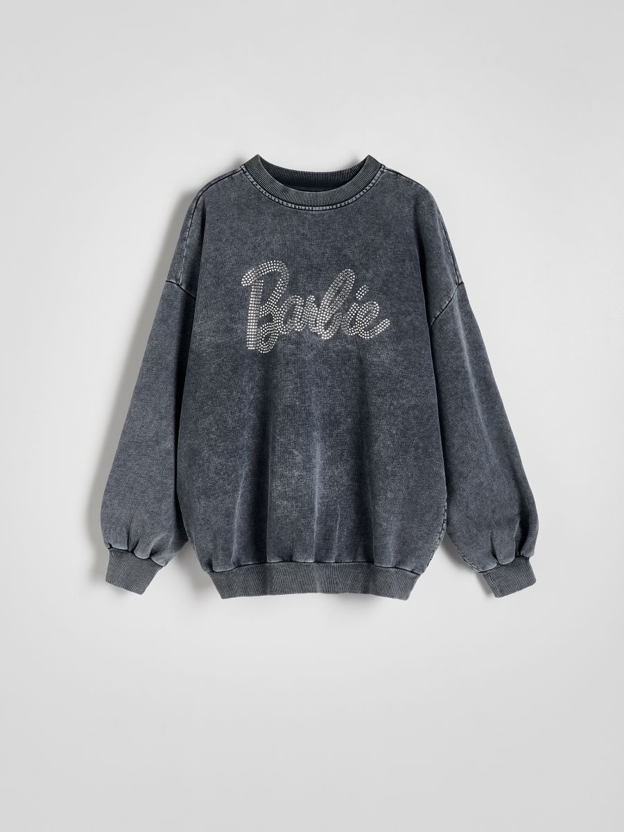 Pulover z logotipom iz okrasnih kamnov Barbie™ - temno siva - RESERVED - 4