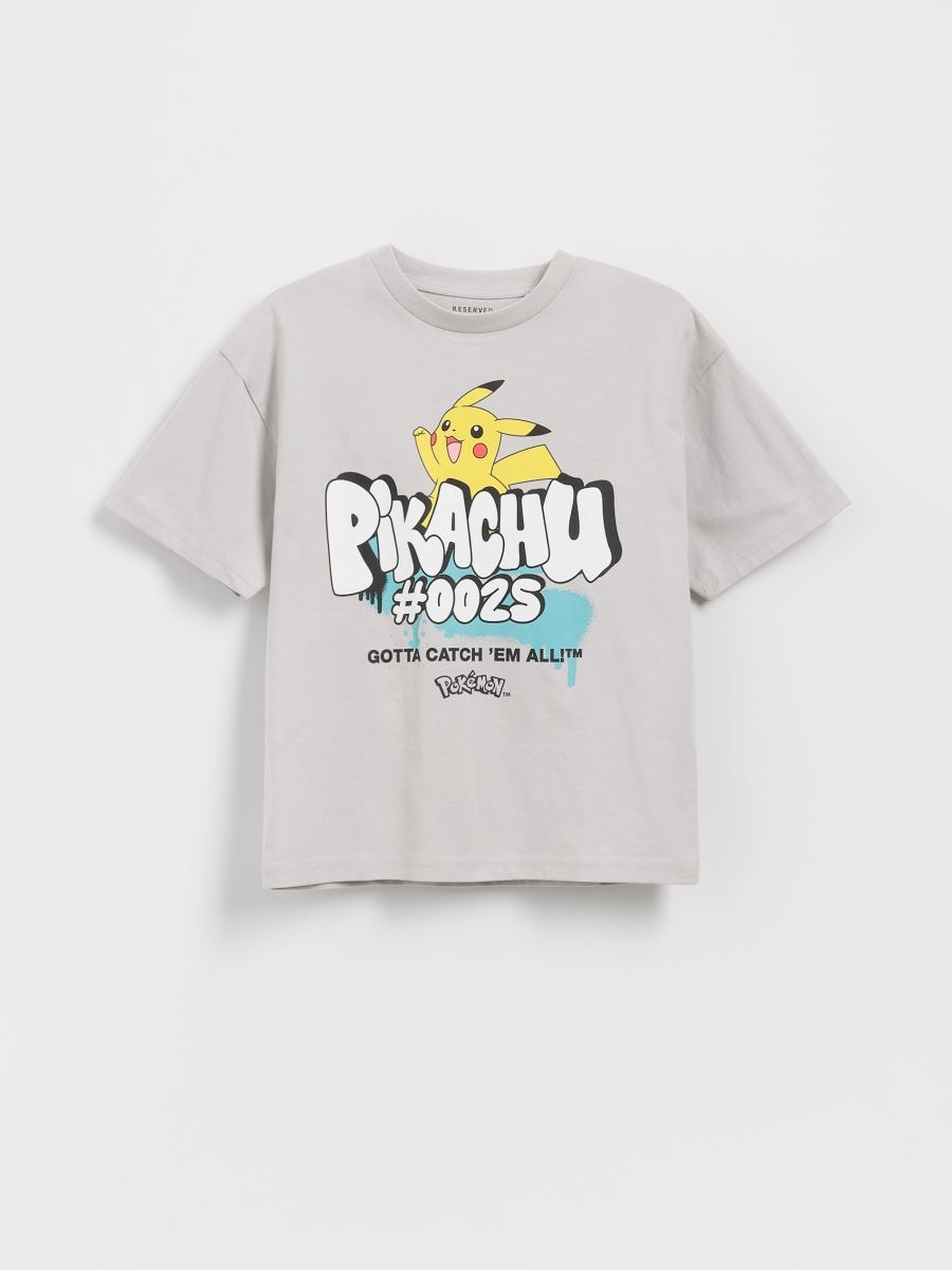 Medvilniniai marškinėliai Pokemon - šviesiai pilka - RESERVED