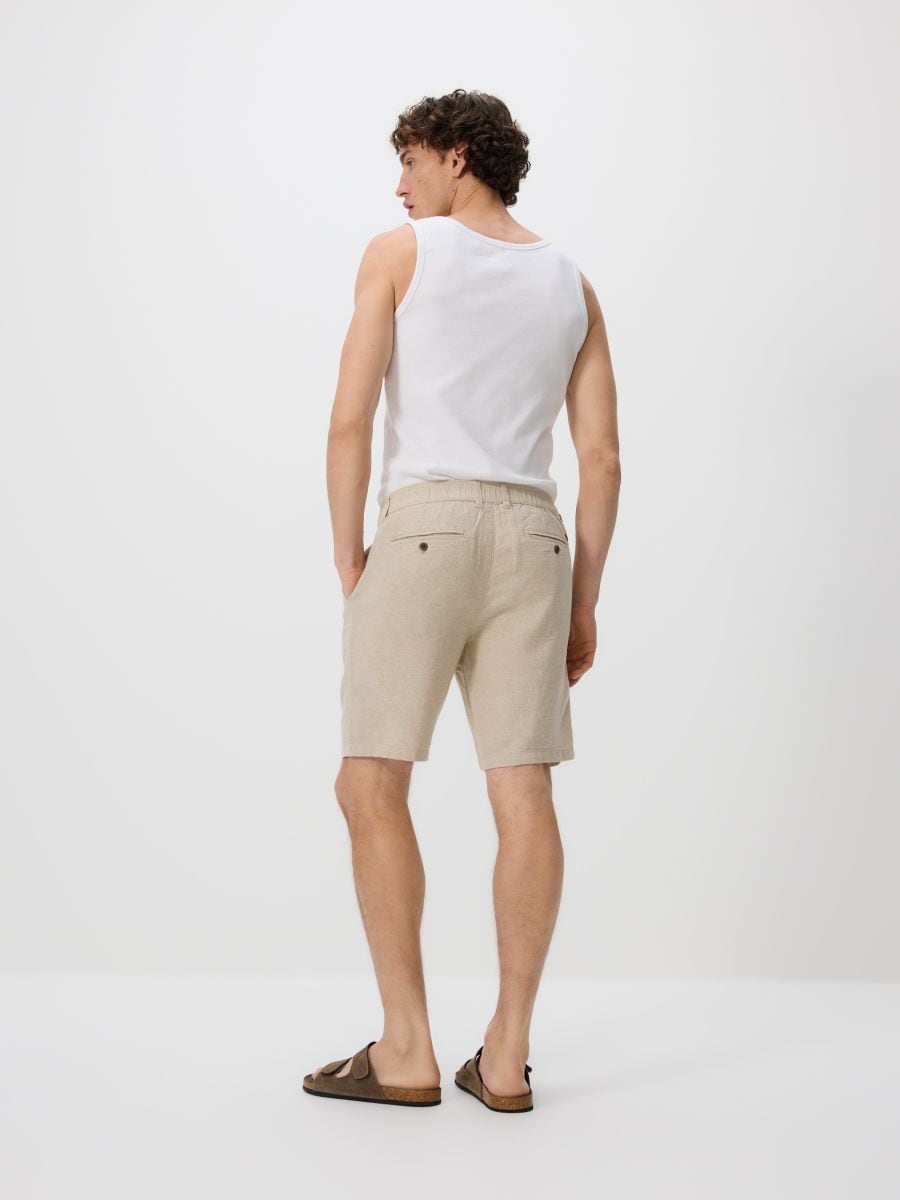 Regular linen blend shorts - beige - RESERVED - 4