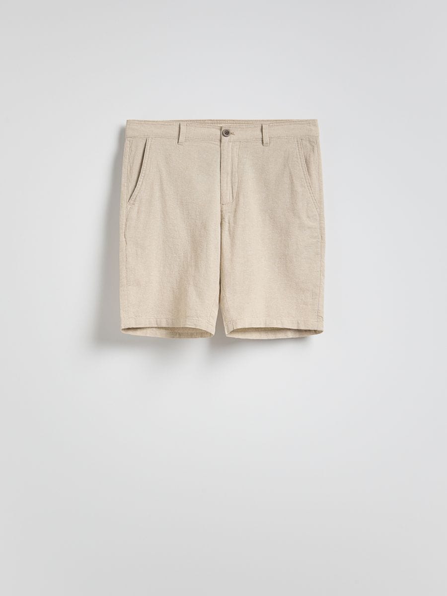 Regular linen blend shorts - beige - RESERVED - 5