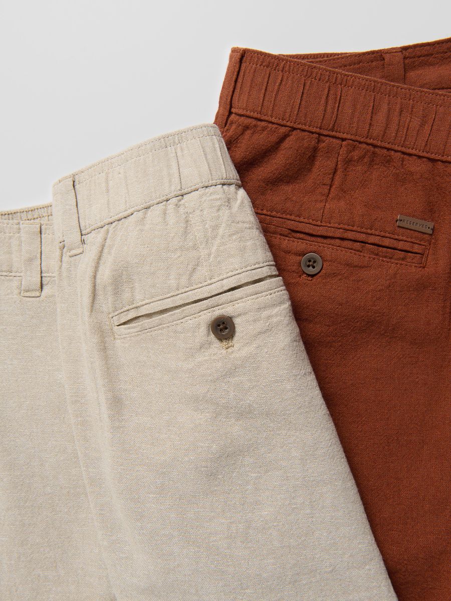 Regular linen blend shorts - beige - RESERVED - 2