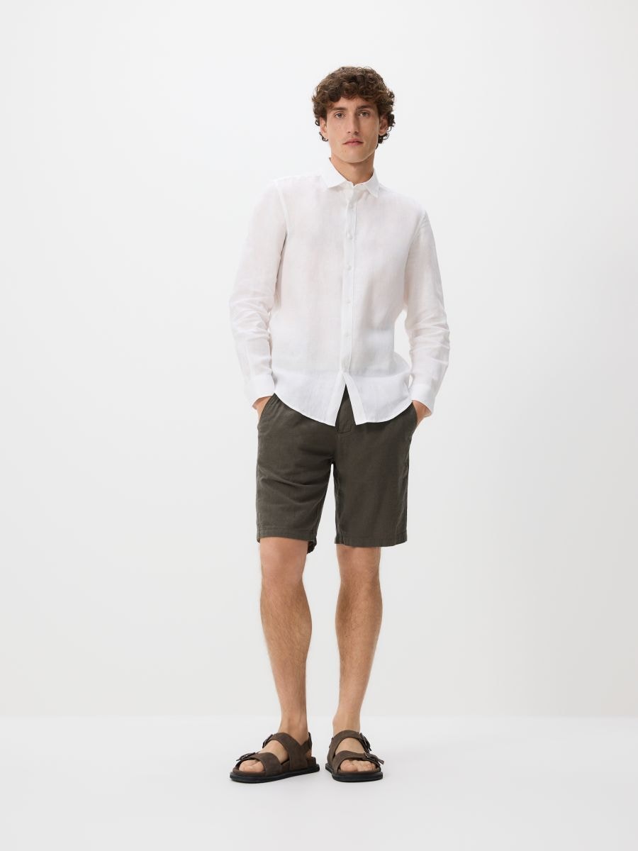 Regular linen blend shorts - dusty green - RESERVED - 5