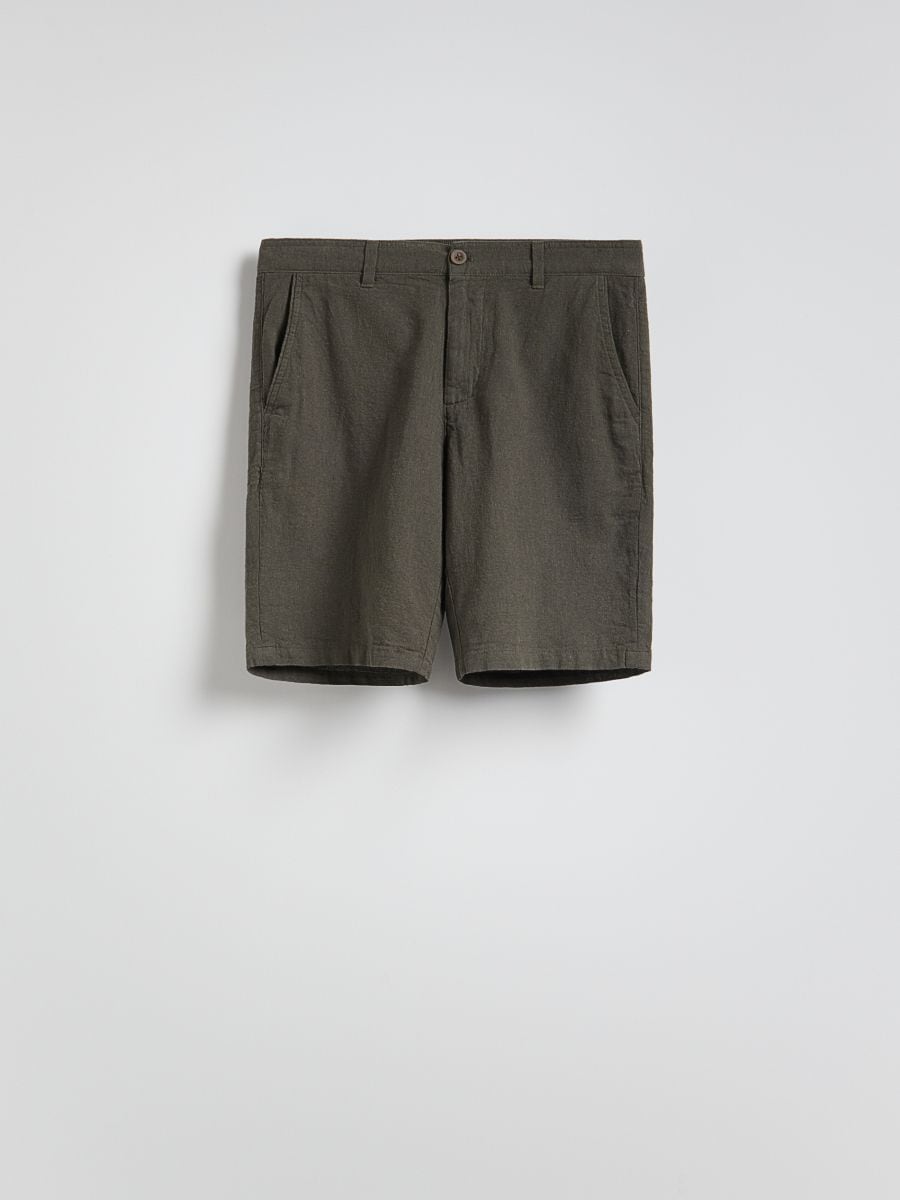 Regular linen blend shorts - dusty green - RESERVED