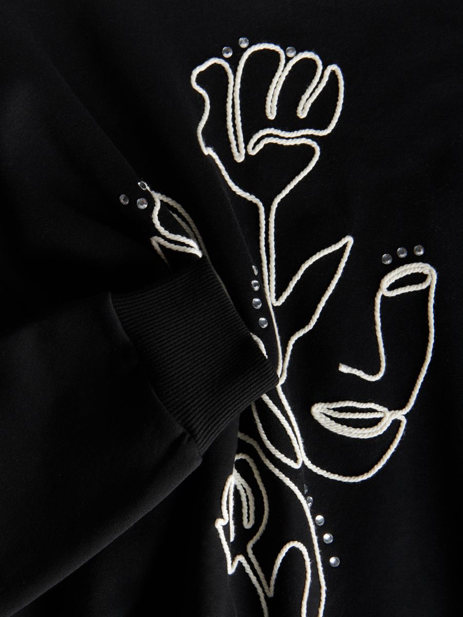 Sweatshirt with decorative appliqué - black - RESERVED - 5