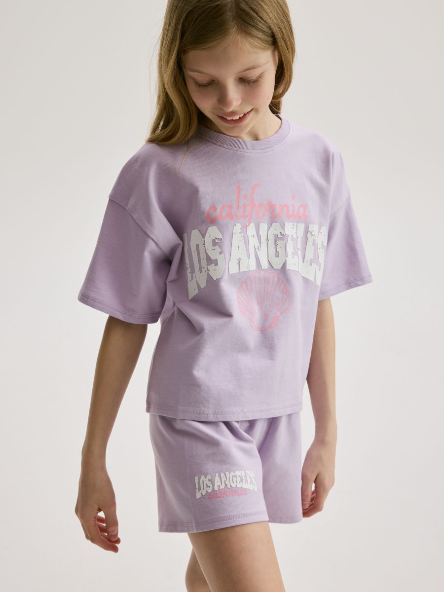 Cotton set with print - lavender - RESERVED - 5