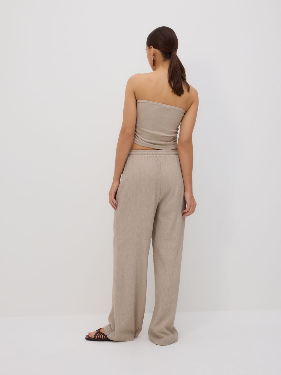 Broek van structuurstof - beige - RESERVED - 3