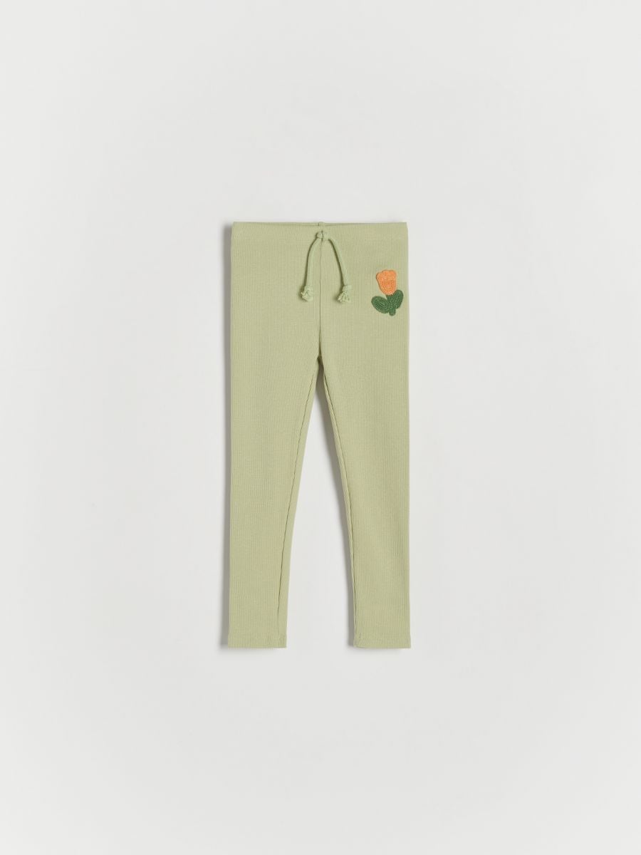 Cotton rich leggings with patch - light green - RESERVED