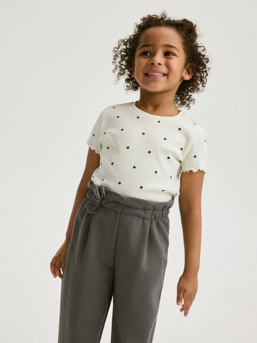 Jersey pants with bow - dark grey - RESERVED - 5
