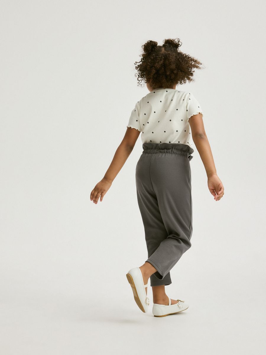 Jersey pants with bow - dark grey - RESERVED - 4