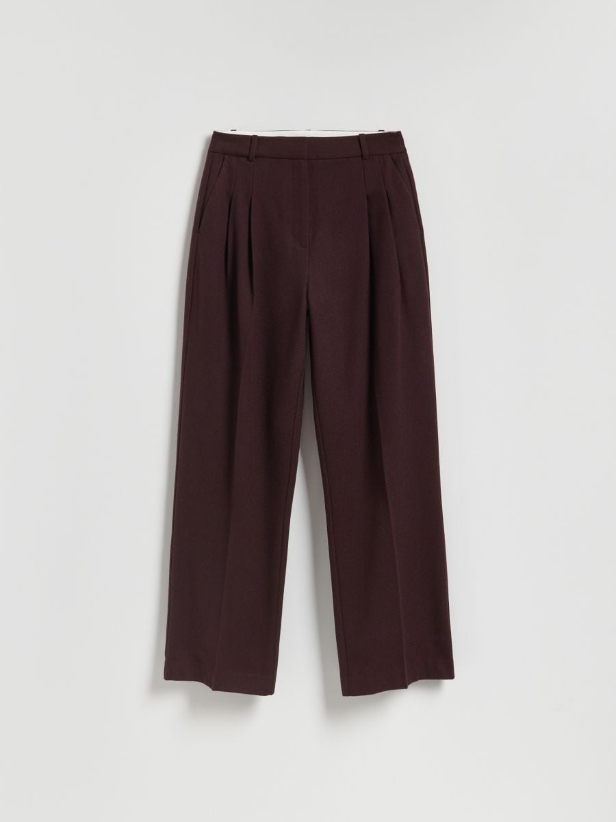 Pressed crease wool blend trousers - dark violet - RESERVED