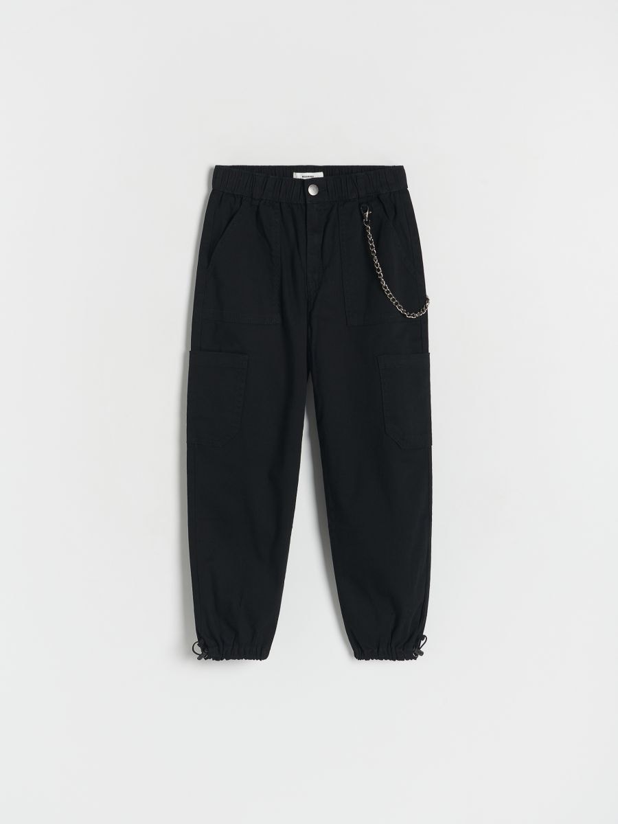 Trousers with chain detail - black - RESERVED