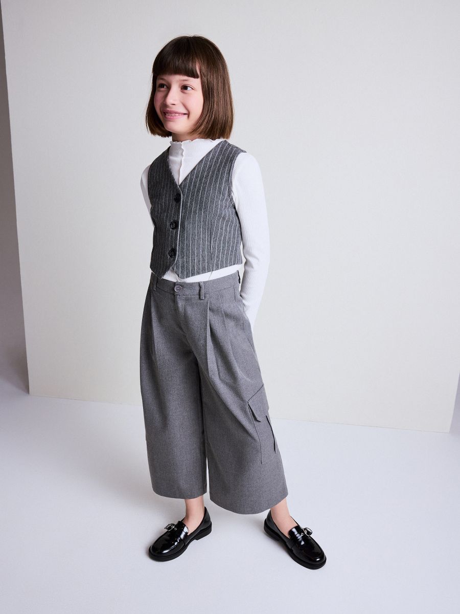 GIRLS` TROUSERS - CINZENTO ESCURO - RESERVED