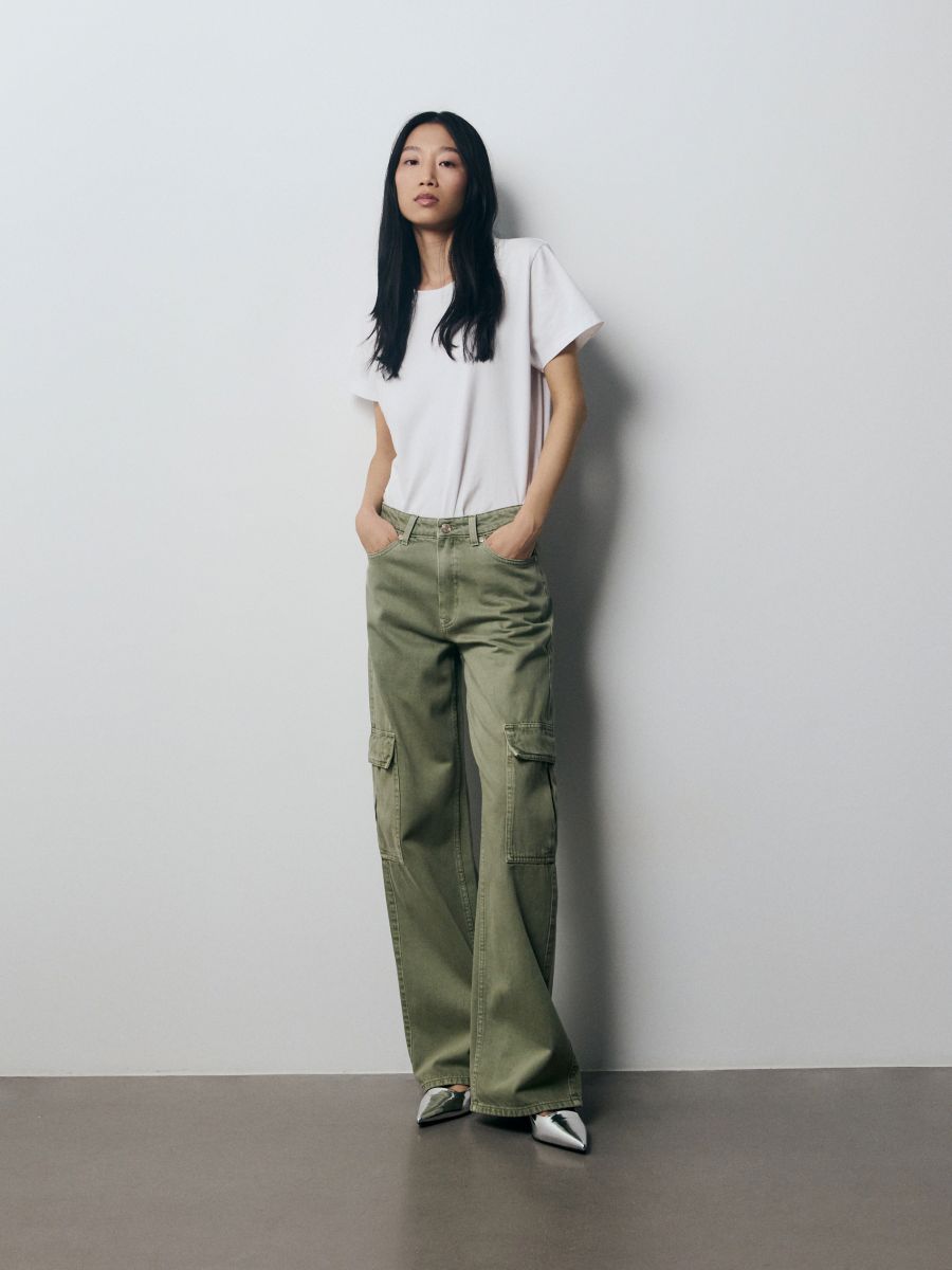 LADIES` JEANS TROUSERS - pale green - RESERVED