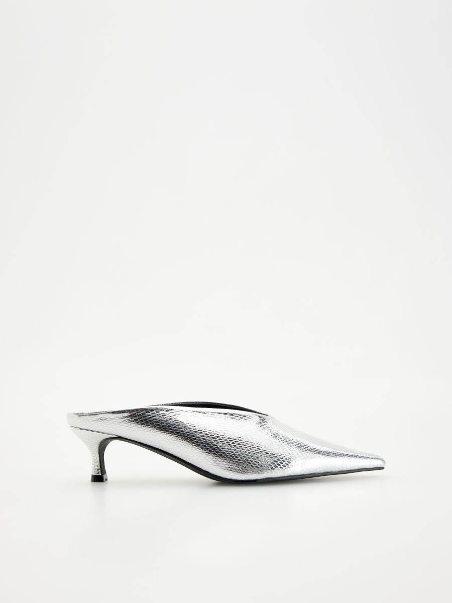 Heeled leather mules - silver - RESERVED