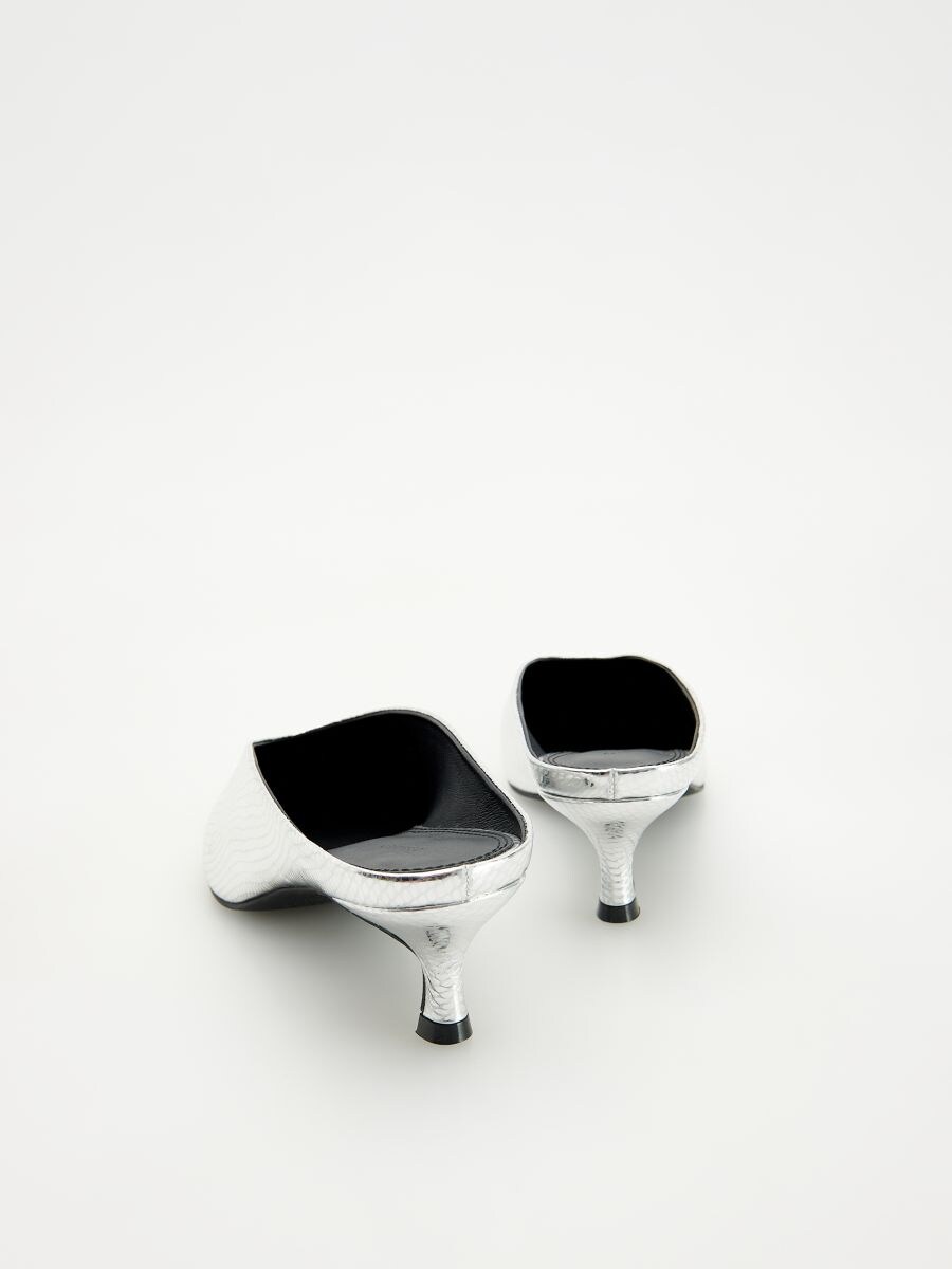Mules aus Leder mit Absatz Farbe silber - RESERVED - 935AH-SLV