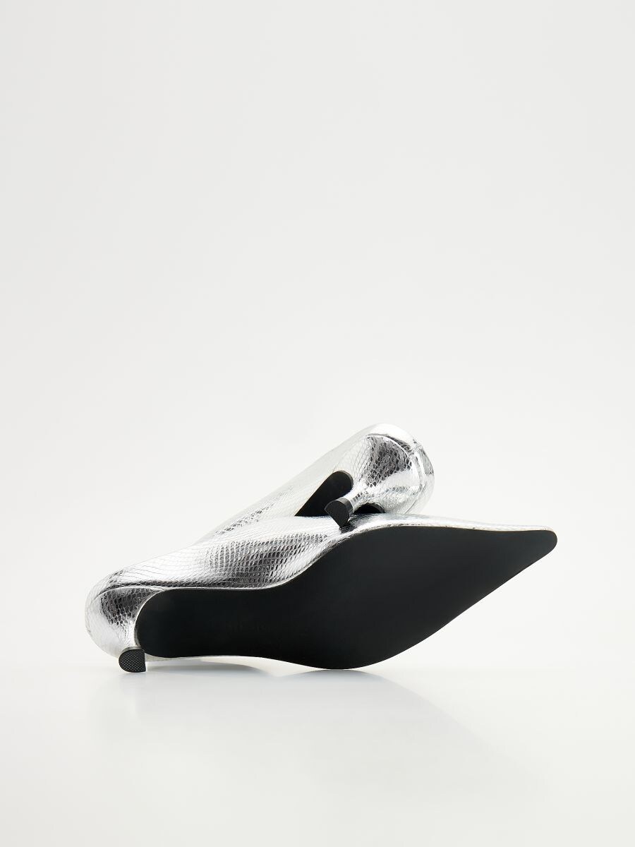 Mules aus Leder mit Absatz Farbe silber - RESERVED - 935AH-SLV