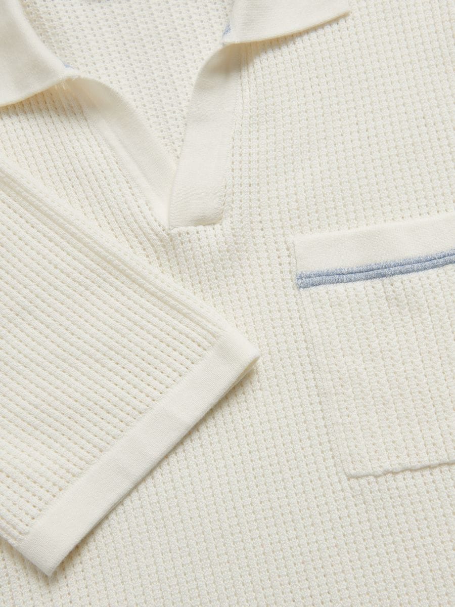 Pullover im Polostil mit Lochmuster - creme - RESERVED - 6
