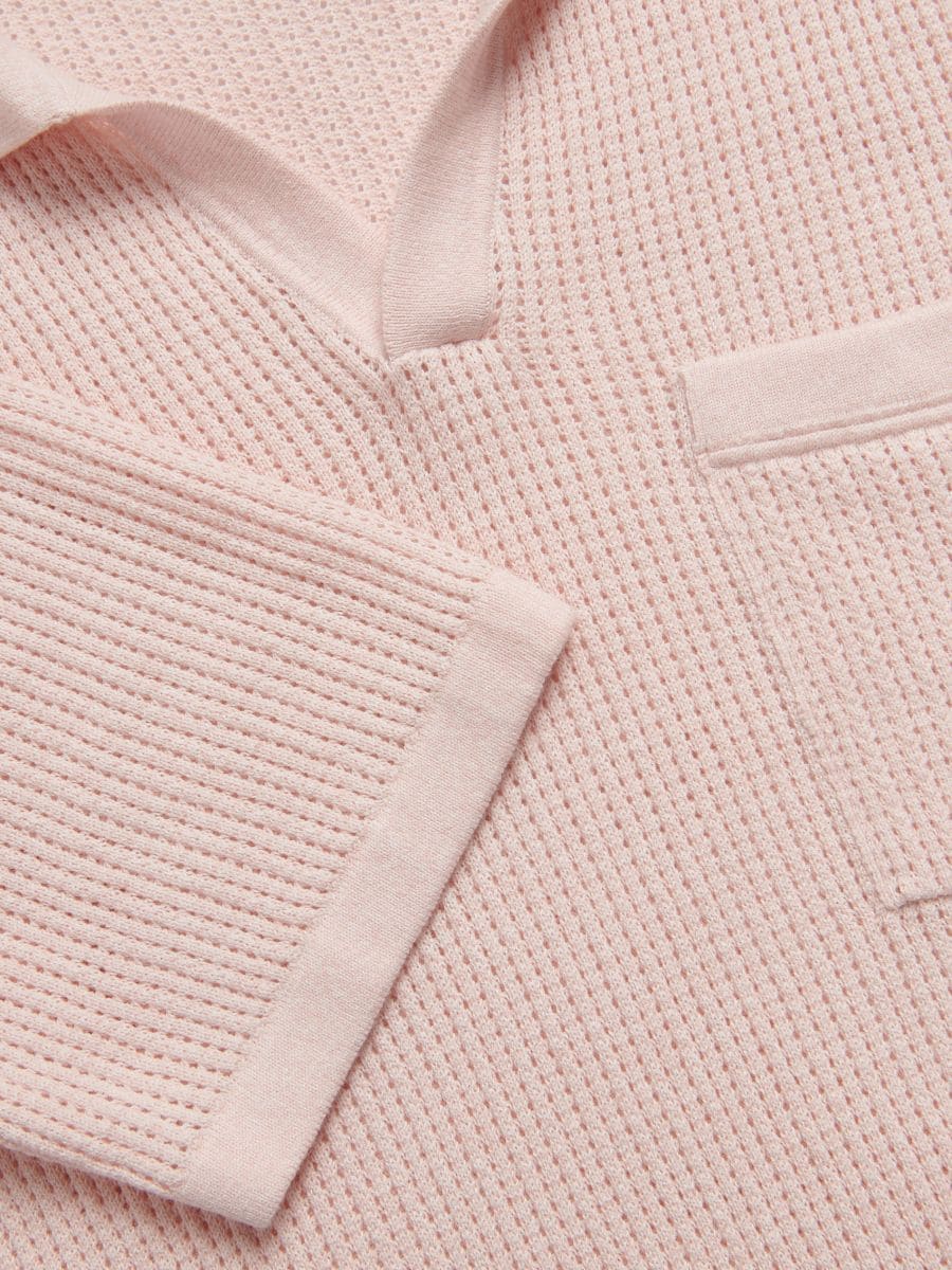 Openwork polo jumper - pastel pink - RESERVED - 2