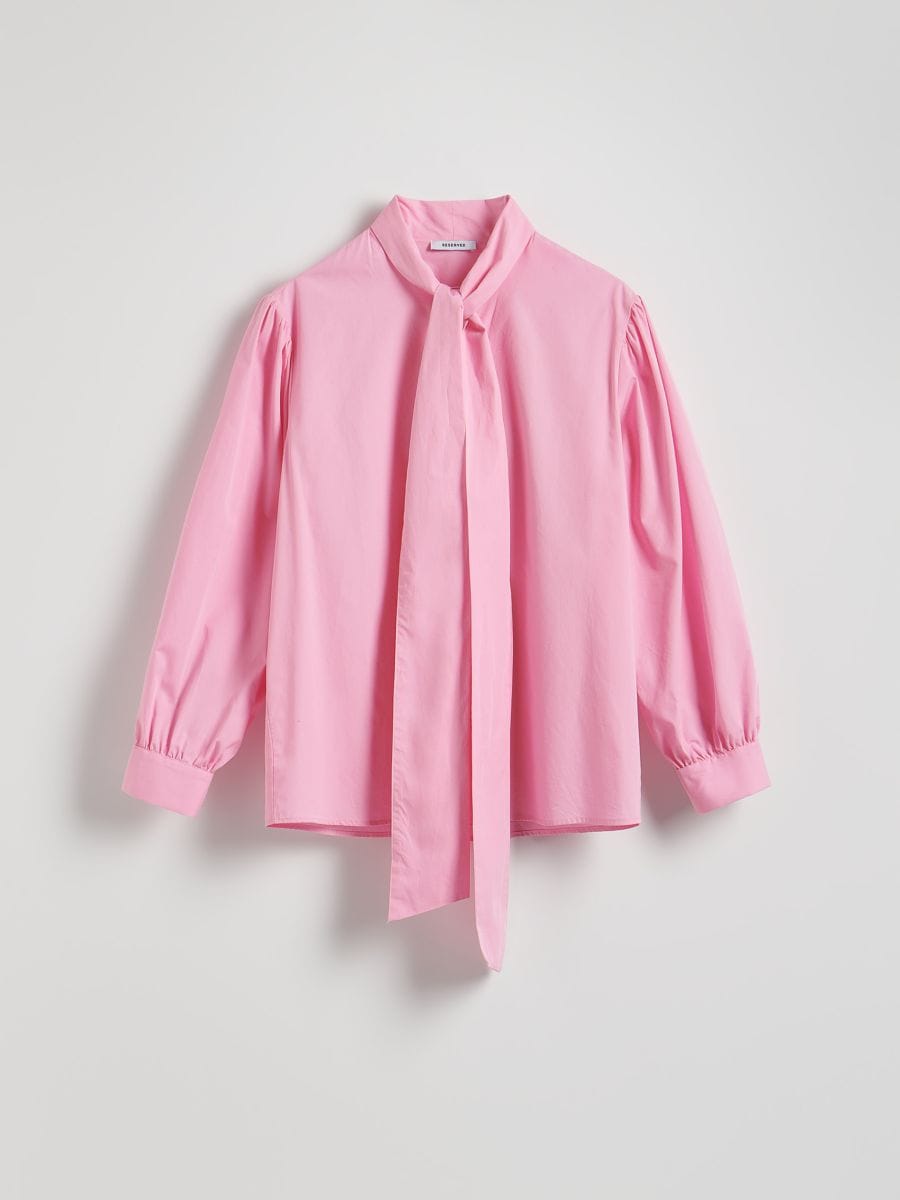Baumwoll-Bluse mit Bindedetail - rosa - RESERVED - 6