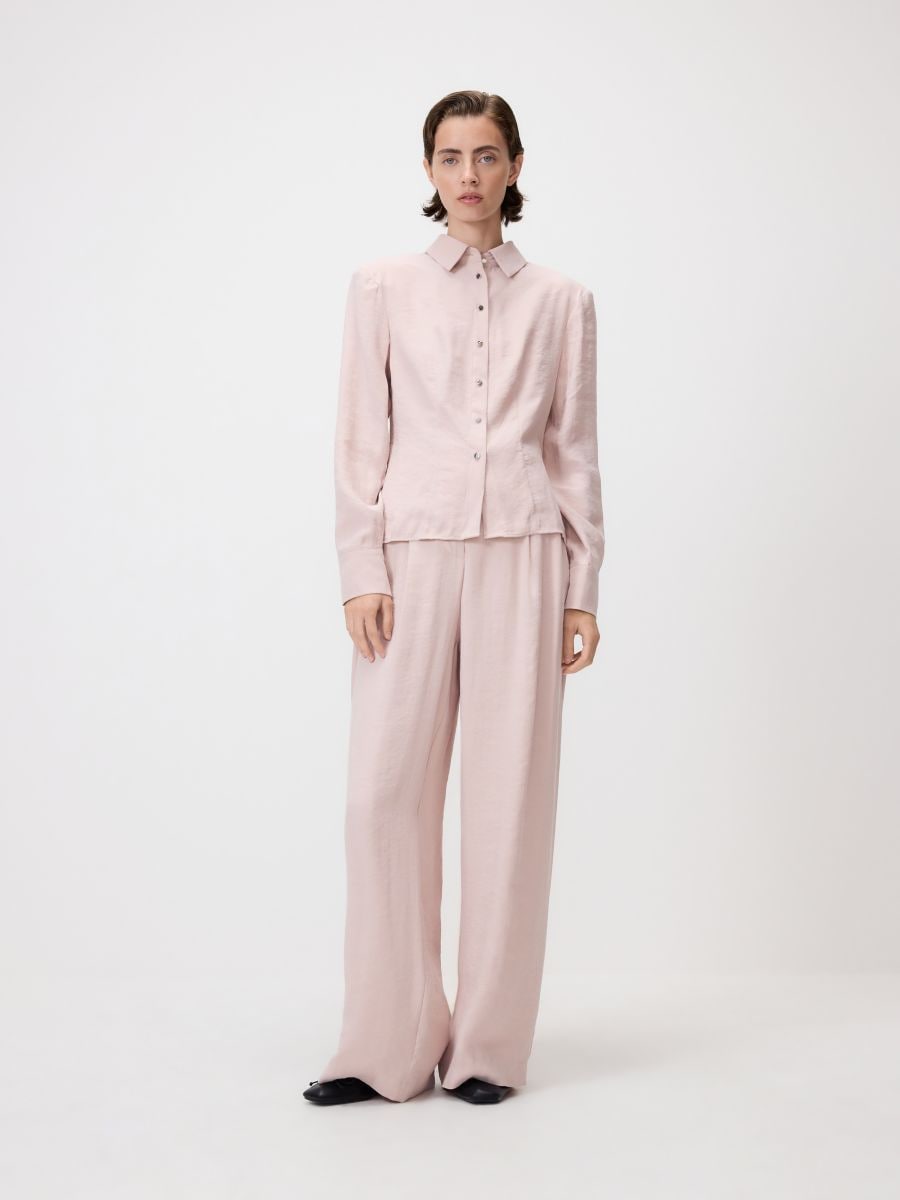 Loose modal blend trousers - pastel pink - RESERVED
