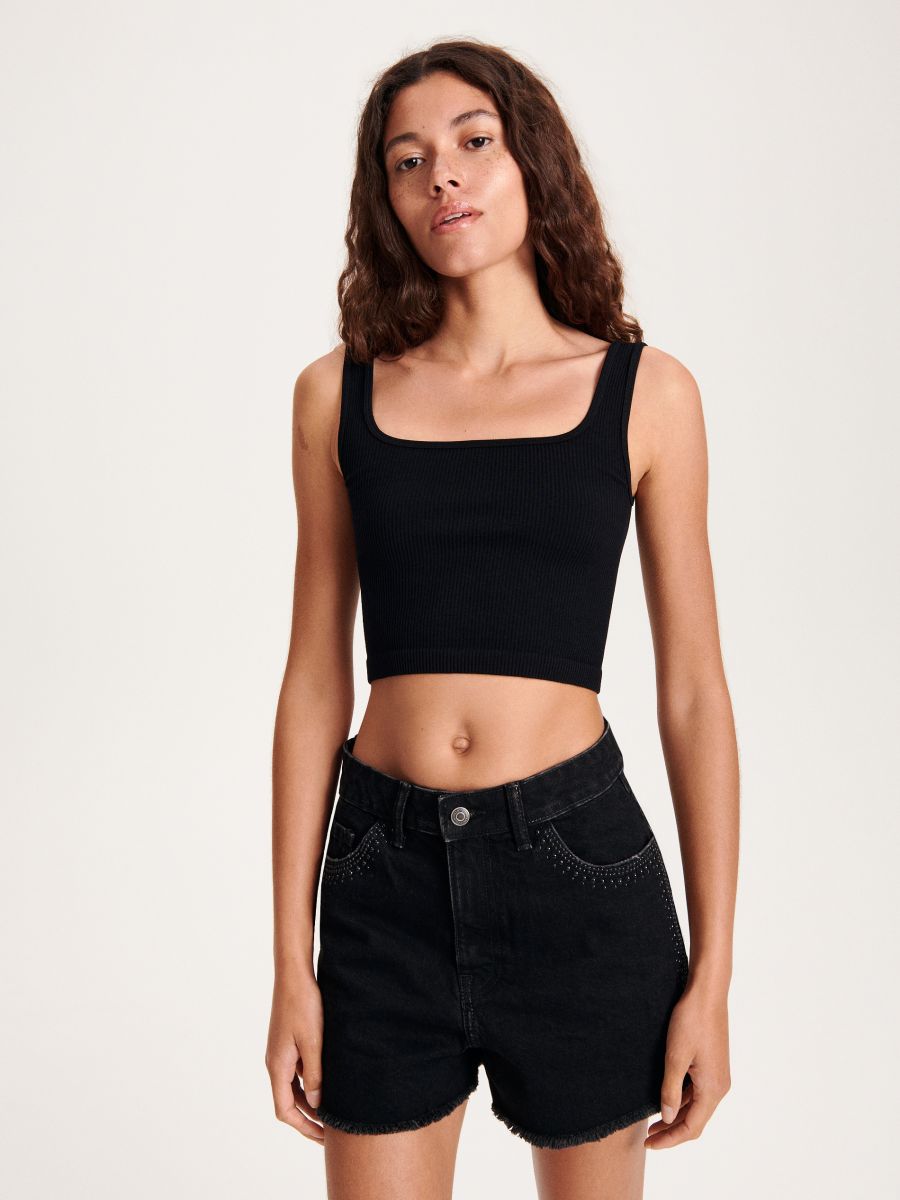 Rib knit crop top - black - RESERVED - 4