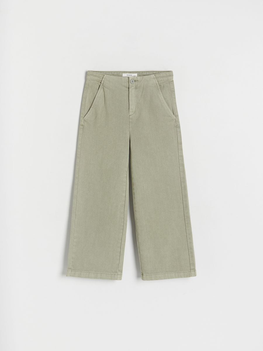 Pantalon en coton - vert olive clair - RESERVED