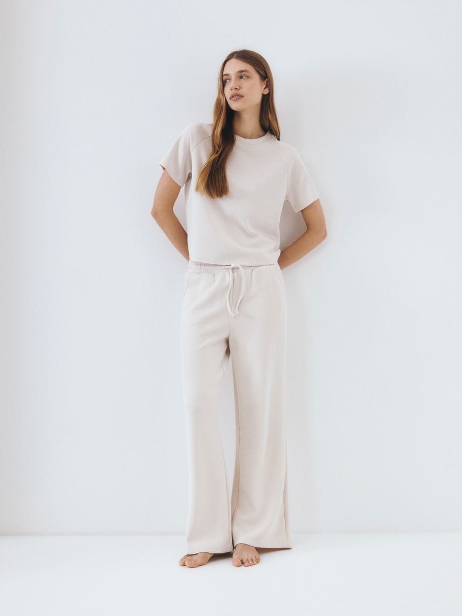 Sweatpants i modalblanding - beige - RESERVED - 3