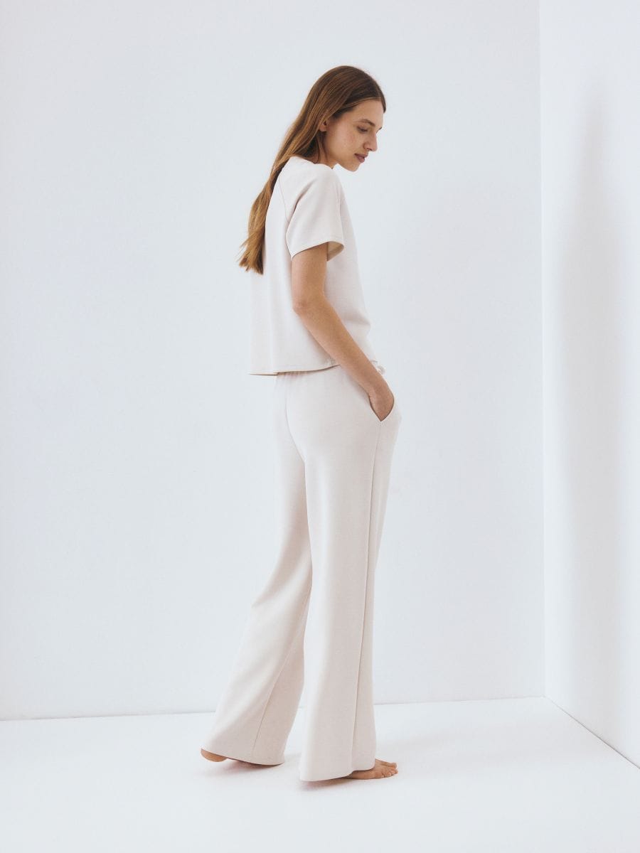 Sweatpants i modalblanding - beige - RESERVED - 4
