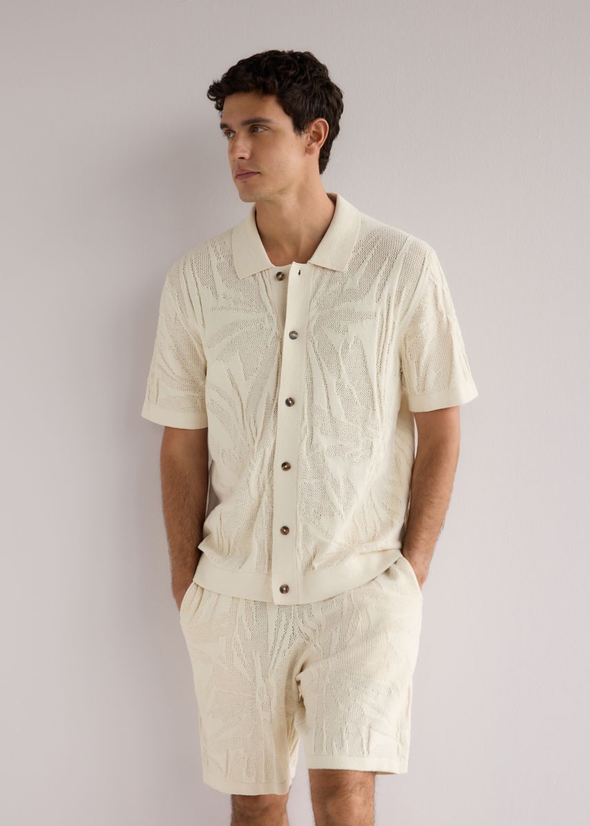 Openwork jumper with short sleeves - beige - RESERVED - 2