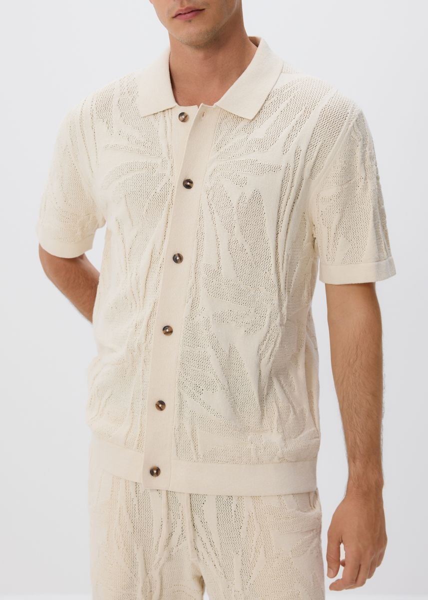 Openwork jumper with short sleeves - beige - RESERVED - 7