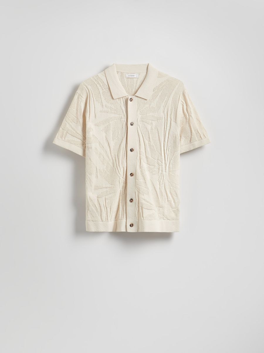 Openwork jumper with short sleeves - beige - RESERVED - 8
