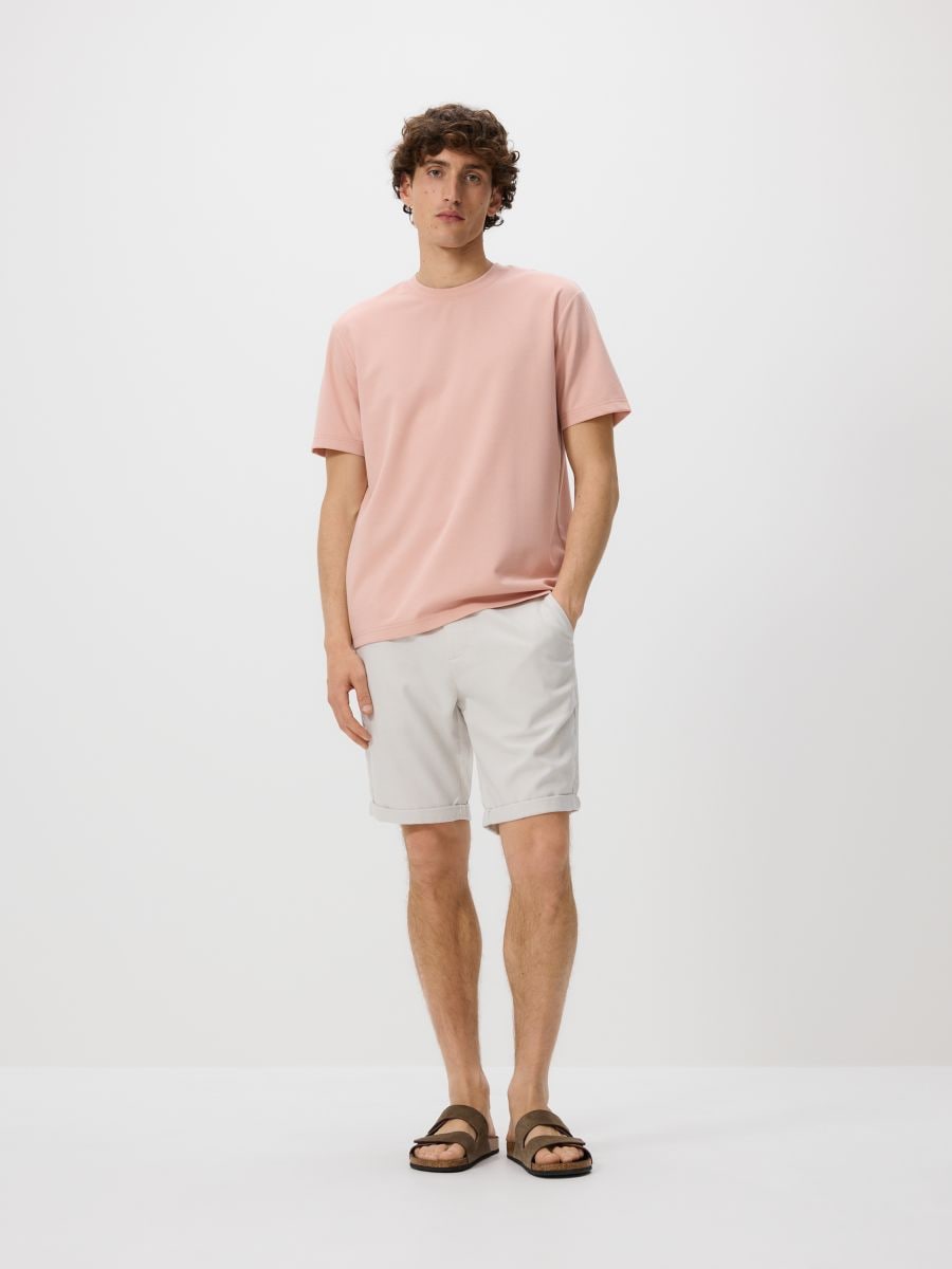 Shorts with linen blend - beige - RESERVED - 6