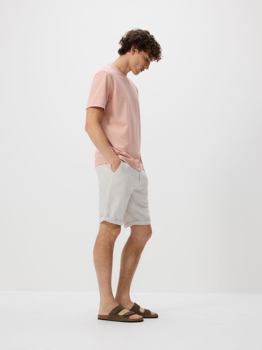 Shorts with linen blend - beige - RESERVED - 7