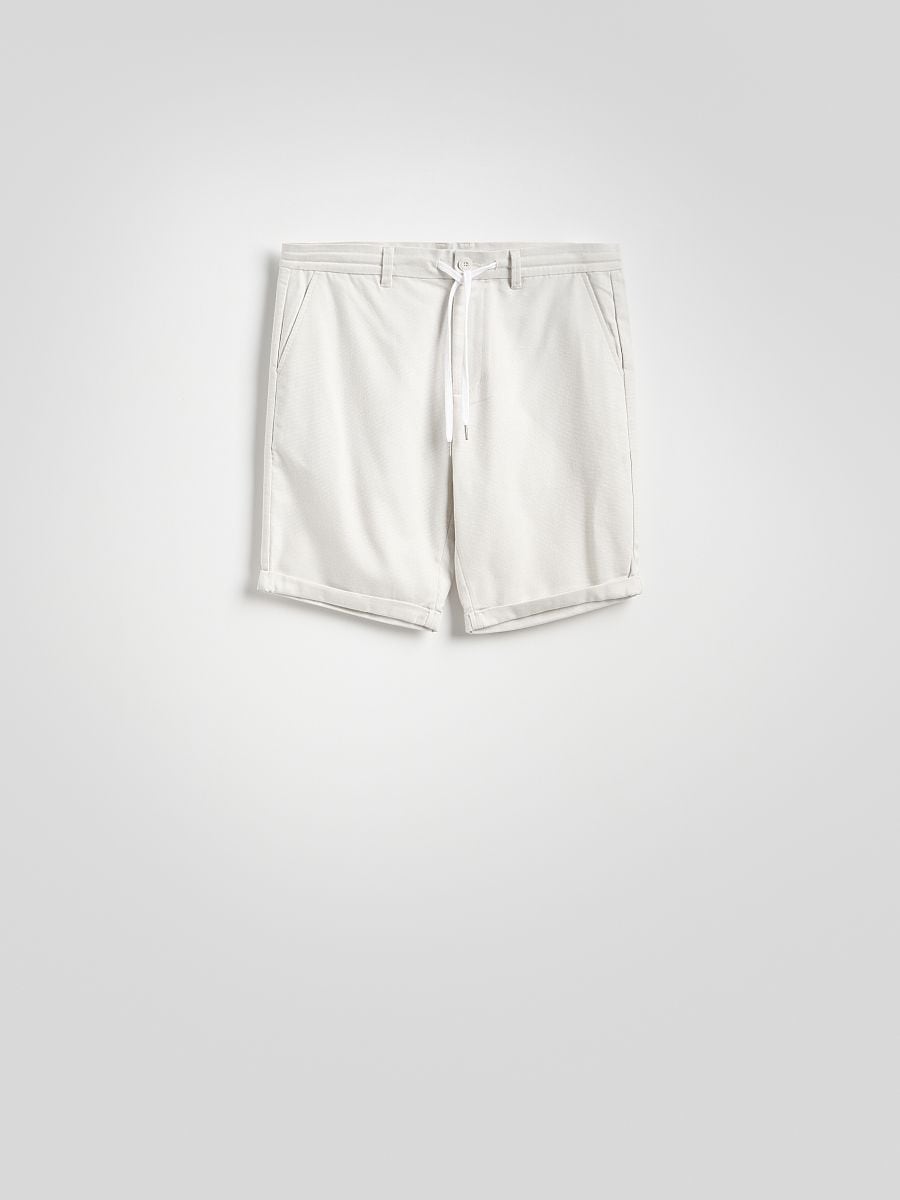 Shorts with linen blend - beige - RESERVED - 5