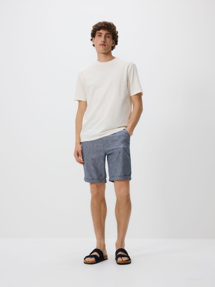 Shorts with linen blend - navy - RESERVED - 2