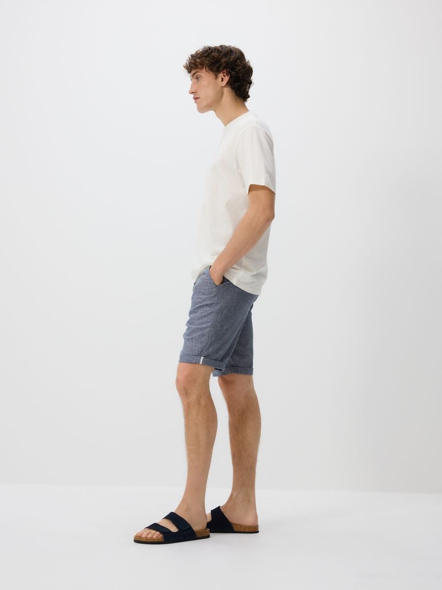 Shorts with linen blend - navy - RESERVED - 3