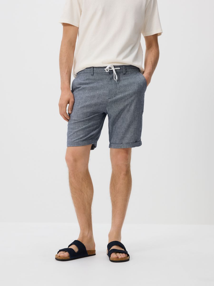 Shorts with linen blend - navy - RESERVED - 4