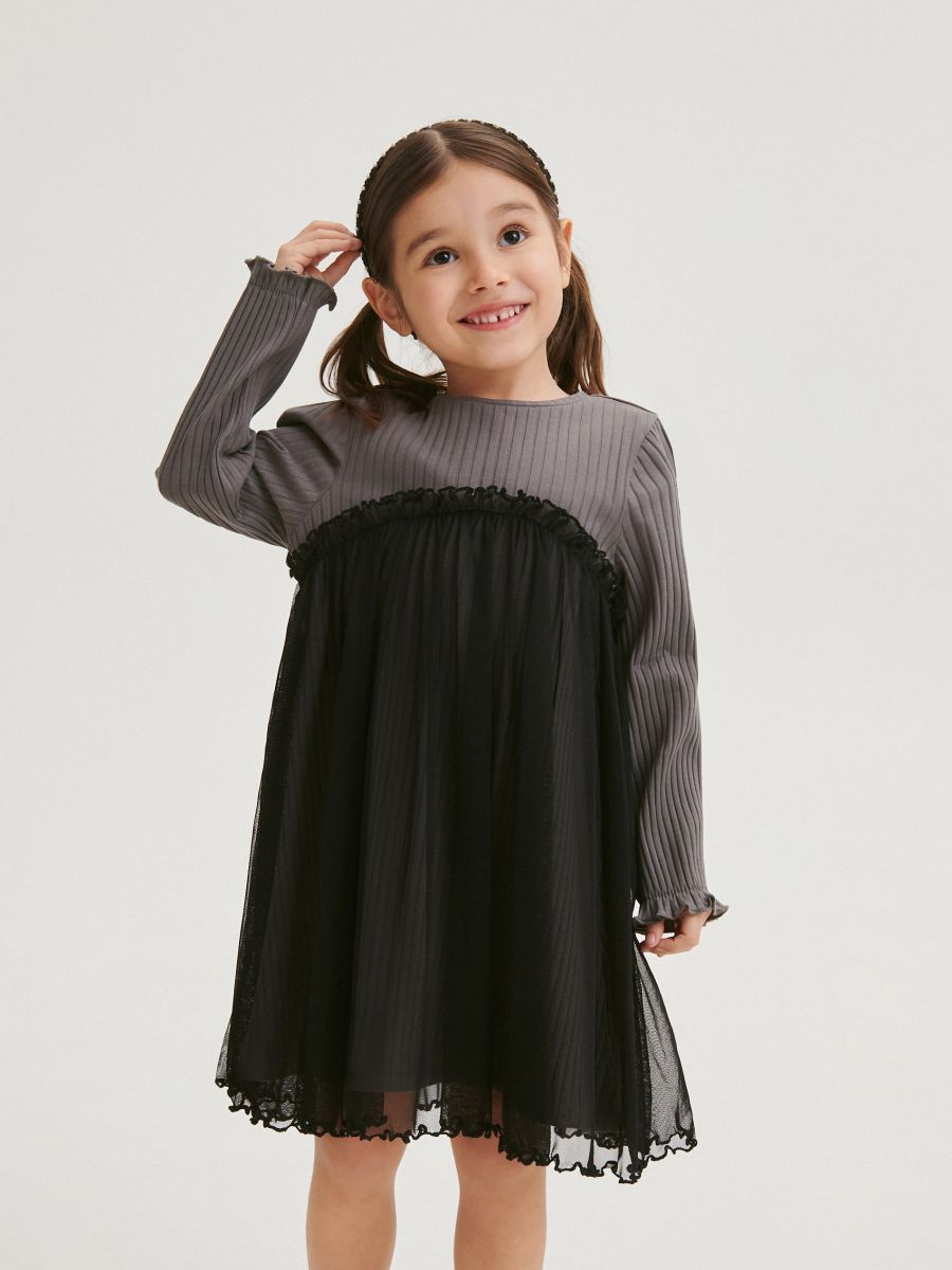 Dress with tulle bottom - dark grey - RESERVED - 4