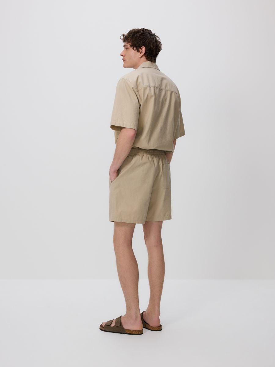 Szorty slim z dodatkiem lnu - beige - RESERVED - 5