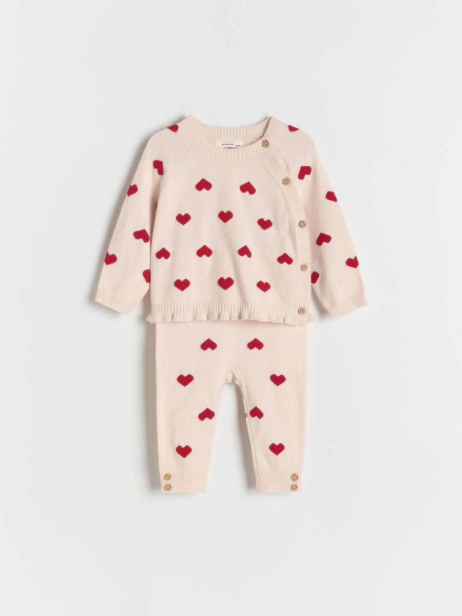 Heart-patterned knit set - cream - RESERVED - 2
