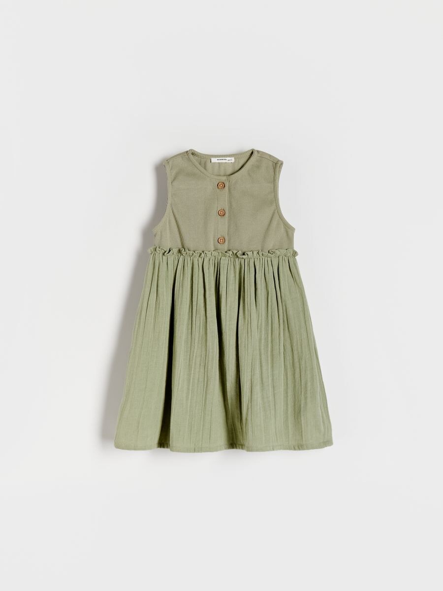 GIRLS` DRESS - vert olive clair - RESERVED