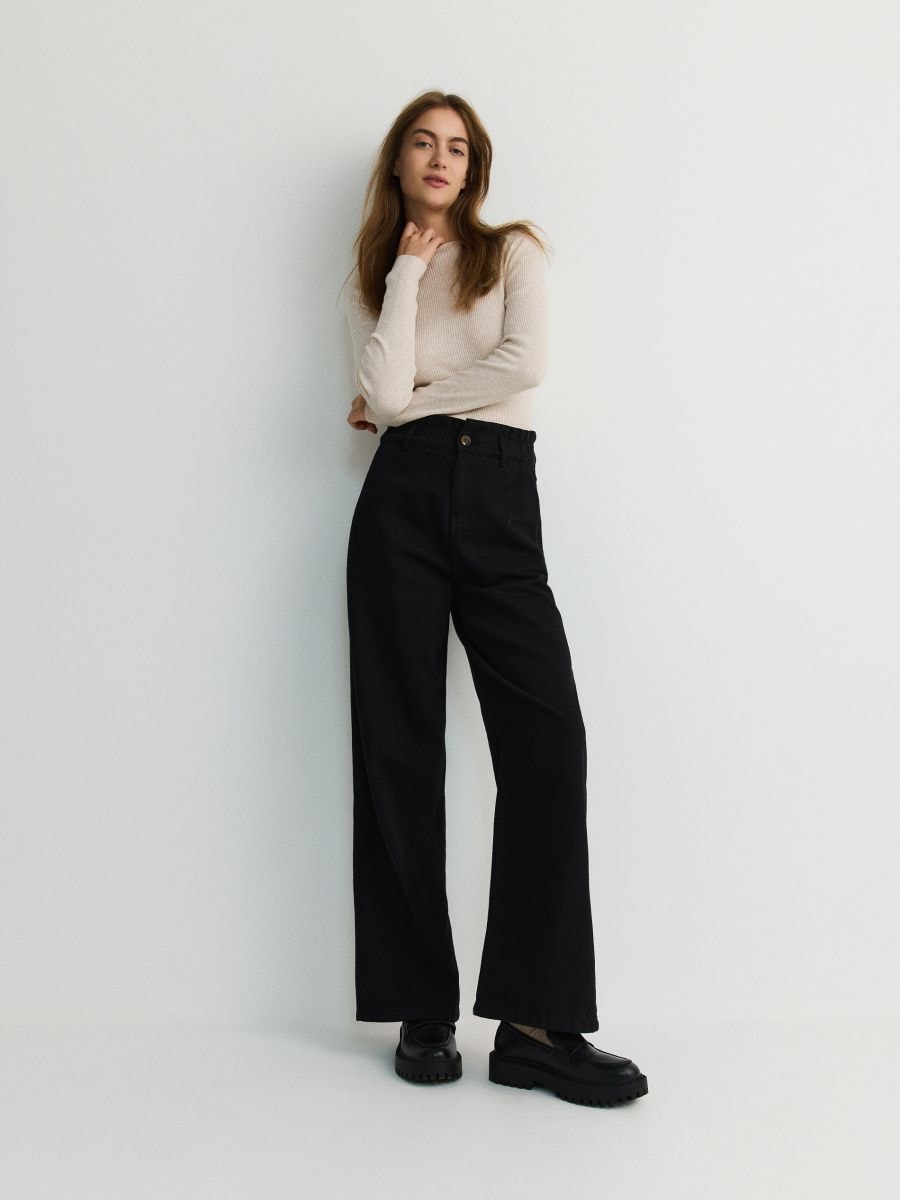 Pantalone sa pamukom - crno - RESERVED - 2