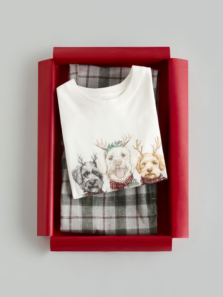 Komplet dvodelne pidžame s božićnim motivom - krem - RESERVED