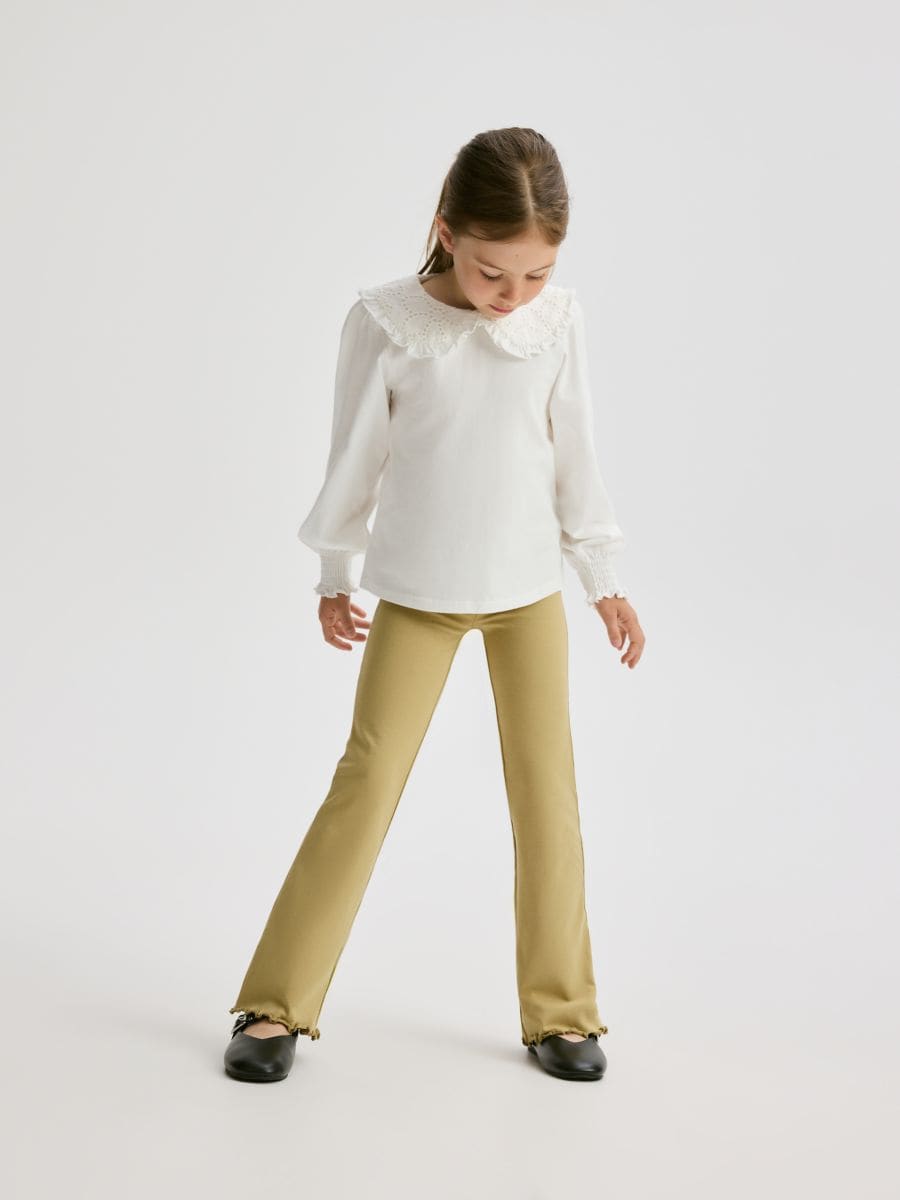 Leggings évasés - vert olive clair - RESERVED