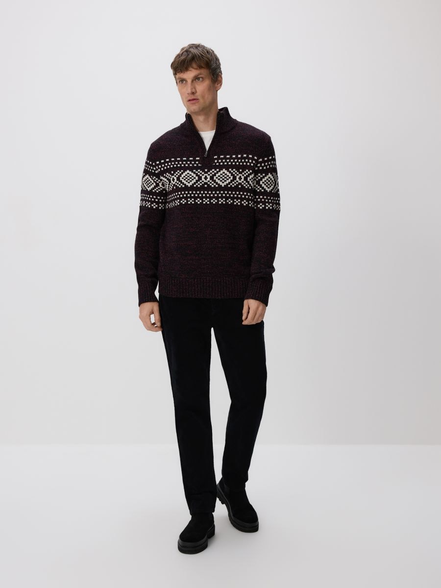 Megztinis atverčiama apykakle - kaštoninė - RESERVED