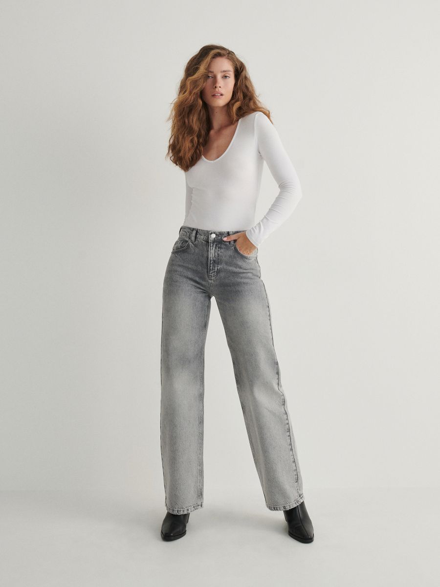 Jeans with metallic effect - light grey - RESERVED - 4