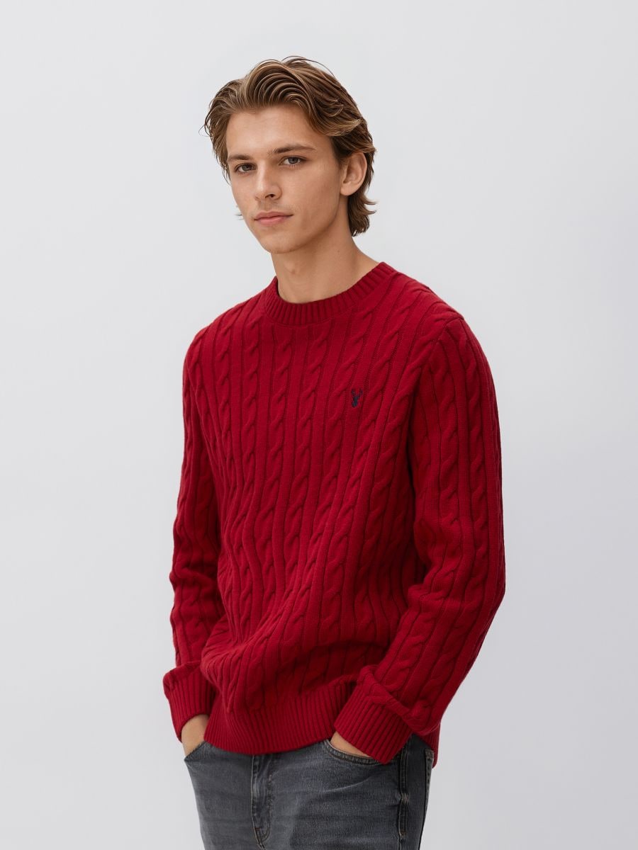 Sweter ze świątecznym wzorem - czerwony - RESERVED